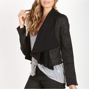 Free People Drape Front Coated Jacket Black 8